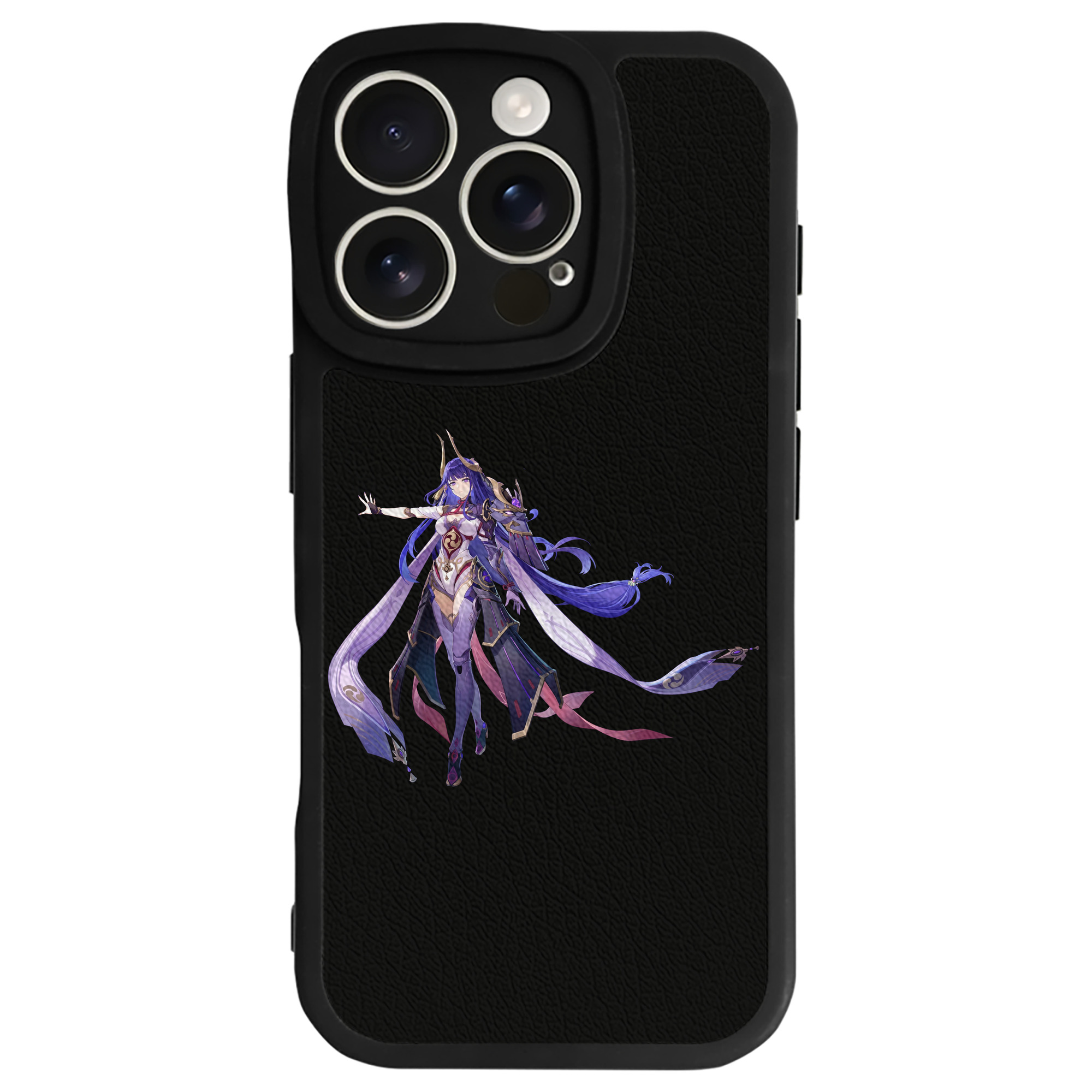 げんし神 雷電将軍 らいでんしょうぐん genshin Raiden Shogun 【iPhone 16シリーズ対応】シリコンスマホケース（レザー調） 材質：シリコン